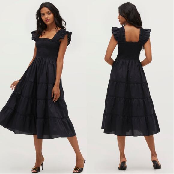 Hill House Dresses & Skirts - Hill House Ellie Nap Smocked Midi Dress Black Poplin Cotton